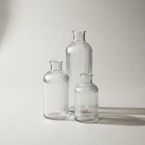 Ribbed Glass Vase Set